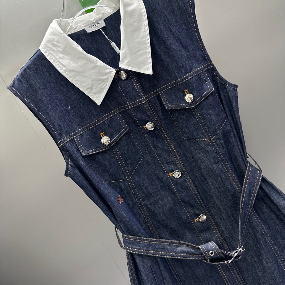 Celine embroidered denim dress - Picture 4 of 7